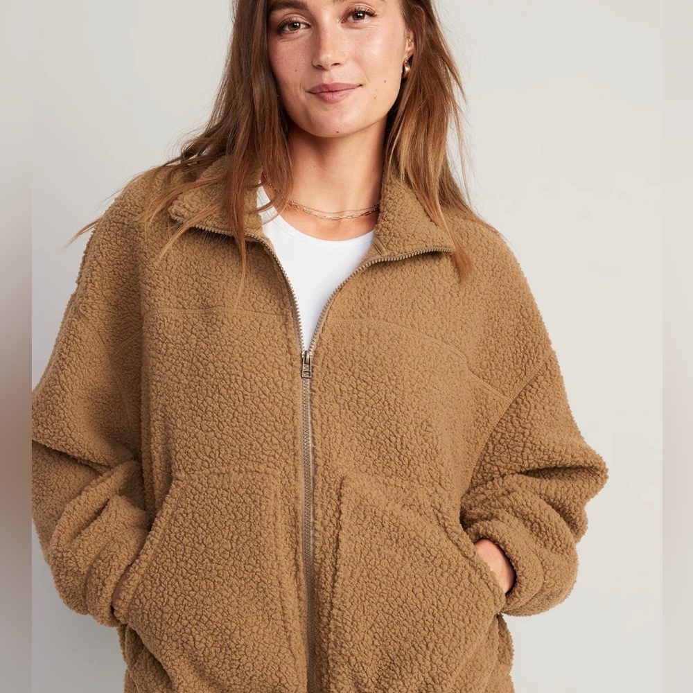 Slouchy Sherpa zip jacket